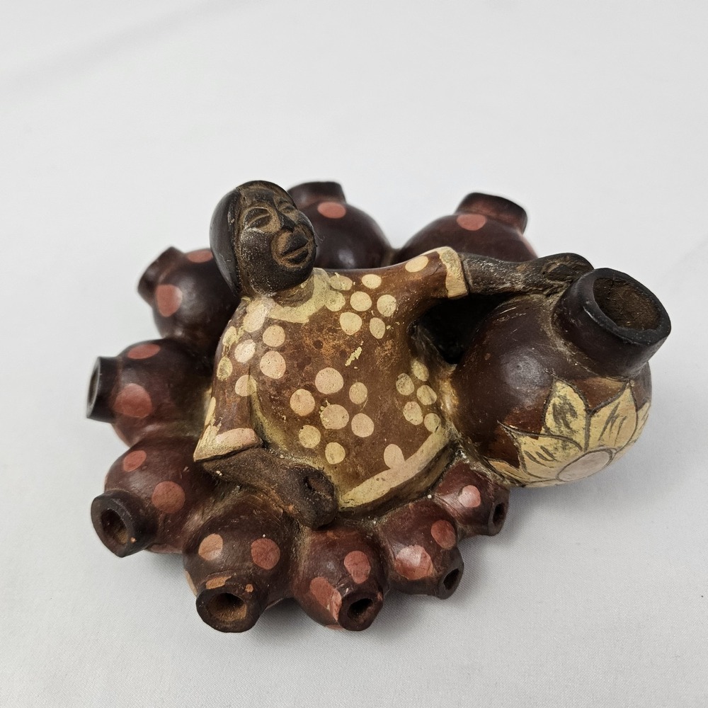 Chulucanas Figurine Peru Folk Art Woman W Jugs Peruvian Figure Pottery Signed